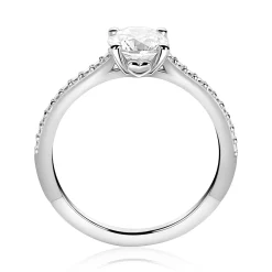 ZINZI zilveren verlovingsring met een grote ronde witte zirkonia (6,5mm) in vierpootszetting en klein hartje aan de zijkant ZIR2696
