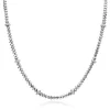 ZINZI zilveren vierkante schakel ketting 6mm breed afwisselend bezet met witte zirkonia's 45cm ZIC2678