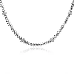 ZINZI zilveren vierkante schakel ketting 6mm breed afwisselend bezet met witte zirkonia's 45cm ZIC2678