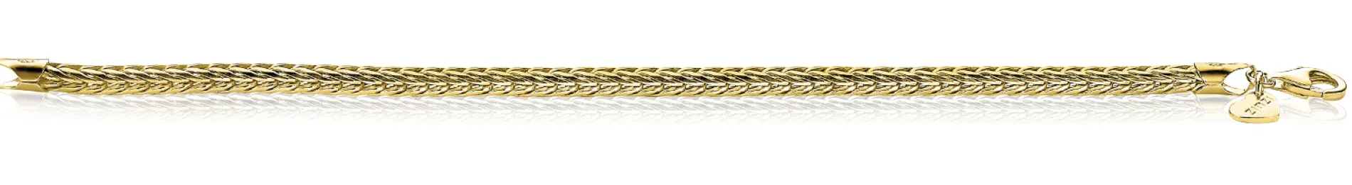 ZINZI zilveren vossenstaart armband 14K geel verguld 4mm breed ZIA1925G