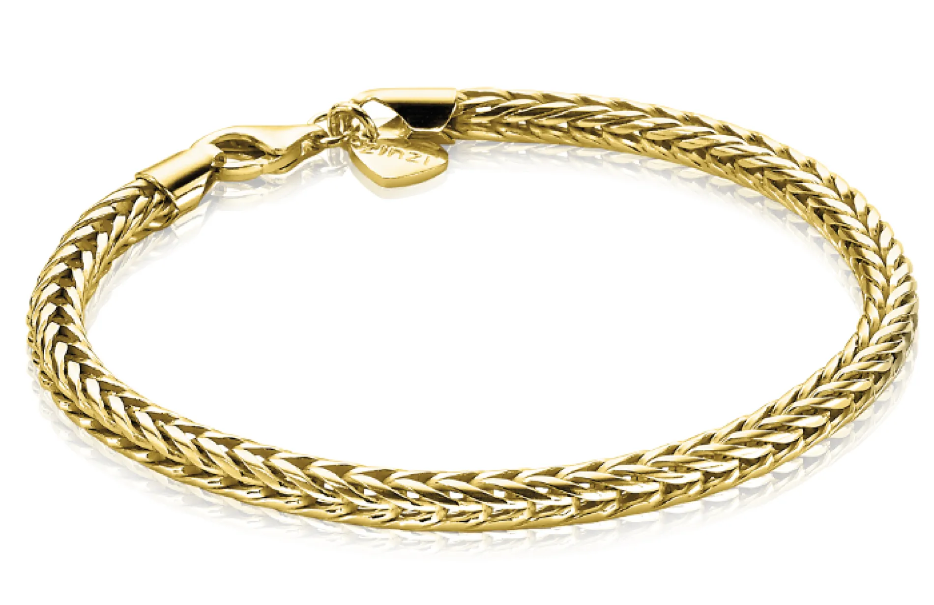 ZINZI zilveren vossenstaart armband 14K geel verguld 4mm breed ZIA1925G