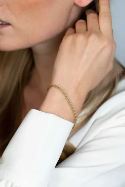 ZINZI zilveren vossenstaart armband 14K geel verguld 4mm breed ZIA1925G