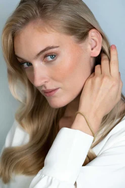 ZINZI zilveren vossenstaart armband 14K geel verguld 4mm breed ZIA1925G