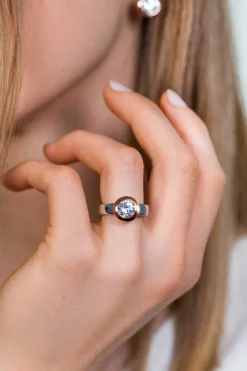 ZINZI zilveren wisselring rosé verguld rond ZIR3