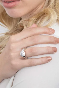 ZINZI zilveren wisselring rond wit ZIR4
