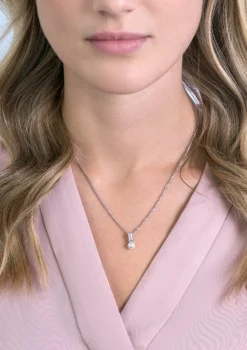 ZINZI zilveren witte parelhanger met witte baquette geslepen zirconia ZIH2135 (zonder collier)