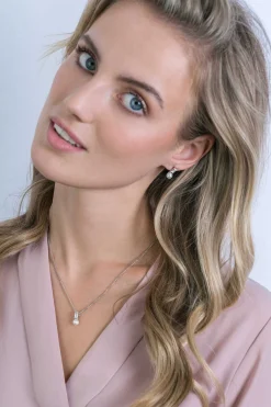 ZINZI zilveren witte parelhanger met witte baquette geslepen zirconia ZIH2135 (zonder collier)