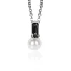 ZINZI zilveren witte parelhanger met zwarte baquette geslepen zirconia ZIH2135Z (zonder collier)