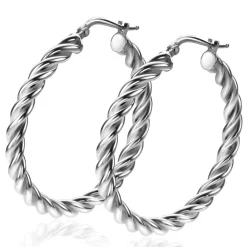 ZINZI zilveren wokkel oorringen met gedraaide buis 37x4mm ZIO2282