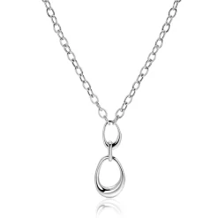 ZINZI zilveren Y-collier met paperclip schakels en drie organische vormen 48cm ZIC2670