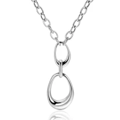 ZINZI zilveren Y-collier met paperclip schakels en drie organische vormen 48cm ZIC2670